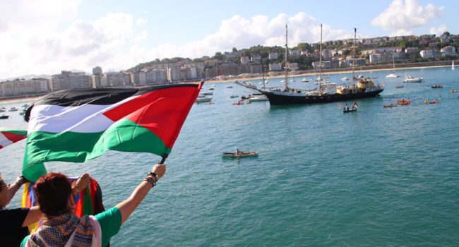 Recibimiento en Donostia del Estelle en agosto de 2012. Foto: Rumbo a Gaza