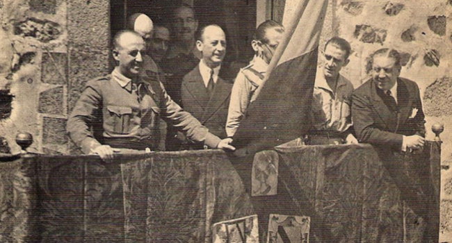 El dictador Francisco Franco, durante un acto público en los años 50.
