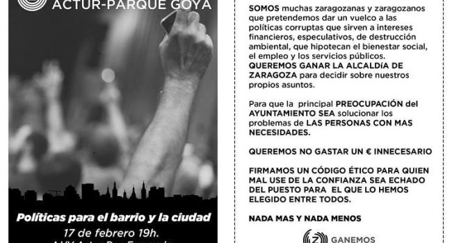 Hoja informativa de Ganemos Zaragoza.