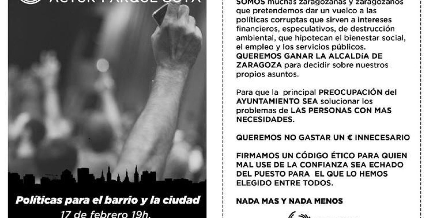 Hoja informativa de Ganemos Zaragoza.