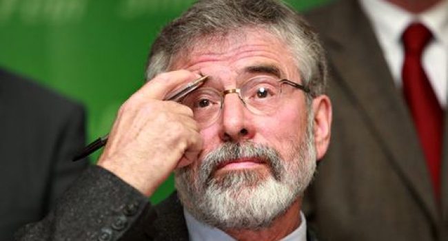 Gerry Adams on euro campaign trial, Belfast