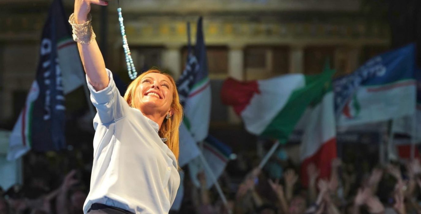Giorgia Meloni, líder del partido neofascista Fratelli d'Italia. durante la campaña electoral.