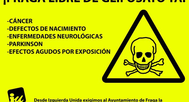 Cartel informativo de IU colocado en las calles de Fraga.