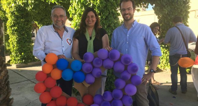 Arrojo, Juanals y Bail en el acto en Grañen.