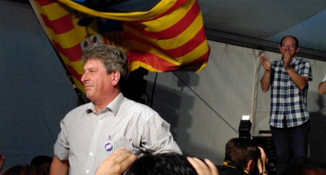 Grosclaude en el mitin central de CHA en Zaragoza la pasada campaña electoral.