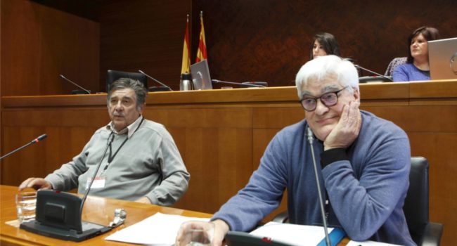 Slepoy y Galante en su intervención en las Cortes de Aragón. Foto: Cortes de Aragón.