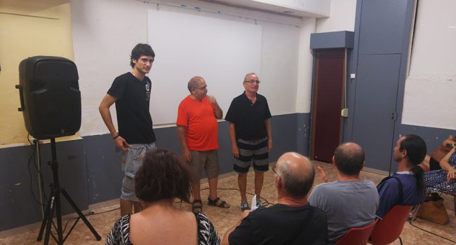 De derecha a izquierda, Javier Grasa, Joaquín de la AV Venecia y Pablo Ibáñez. Foto: @igoiz17 (AraInfo)