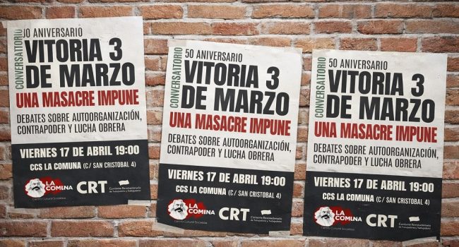 Homenaje en Zaragoza Aragón a las víctimas de la masacre de Gasteiz CRT Asociación de Víctimas del 3 de Marzo mockup