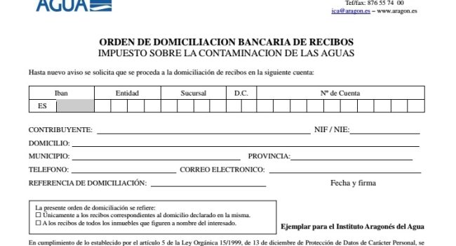 Petición de domiciliación del ICA.