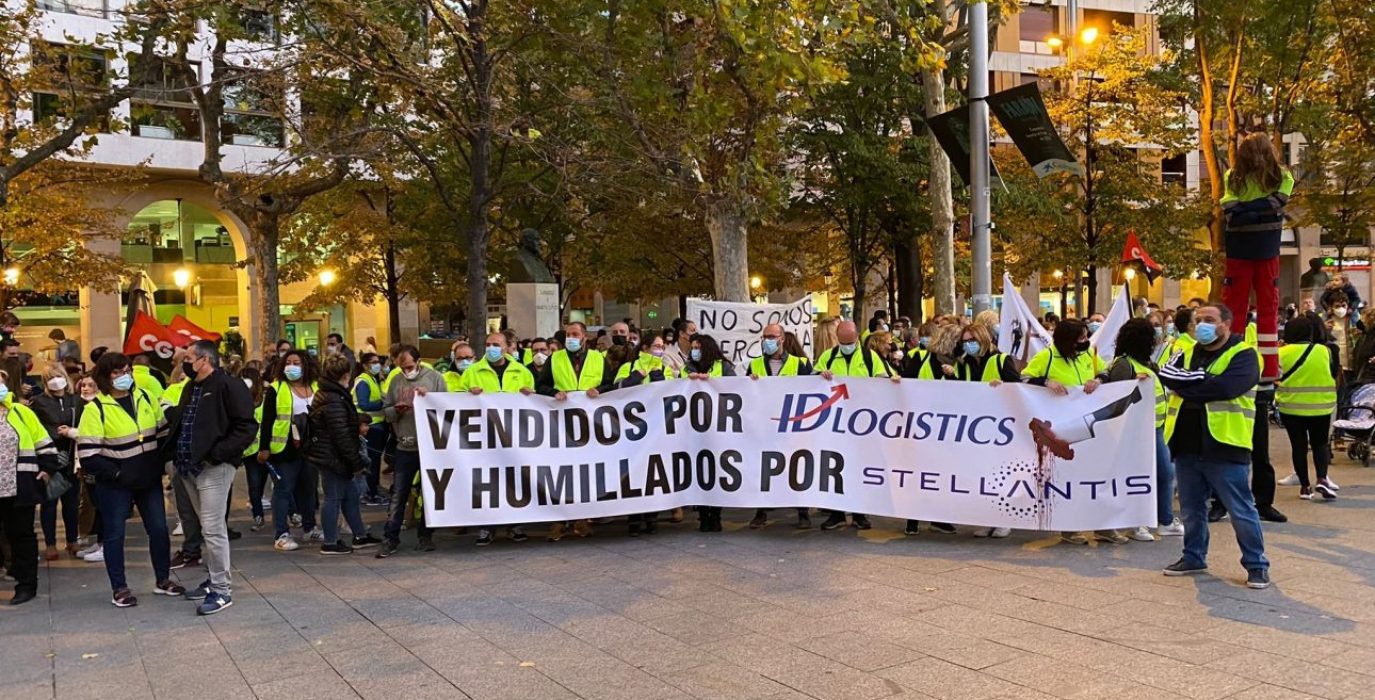 Movilización de la plantilla de IDL en Zaragoza. Foto: @PCTE_Aragon