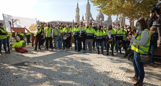 Movilización de la plantilla de IDL en Zaragoza. Foto: CGT Aragón