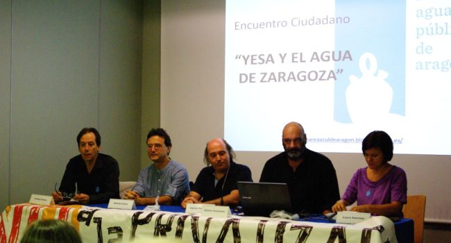 Imagen del encuentro ciudadano "Yesa y el agua de Zaragoza" organizado por RAPA. Foto: Miguel Ángel Conejos (AraInfo).