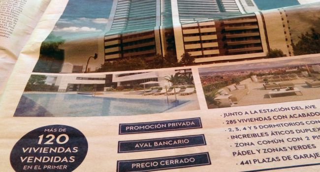 Publicidad de Grupo Plaza 14 aparecida en prensa.