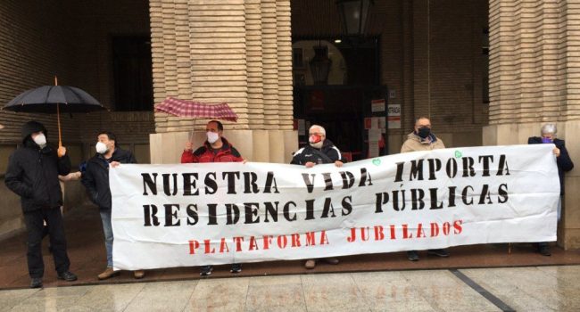 Concentración en Zaragoza del movimiento de pensionistas. Foto: @iu_aragon
