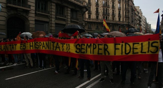 Manifestación unionista en Barcelona. Foto: Federico Bisoffi (AraInfo)
