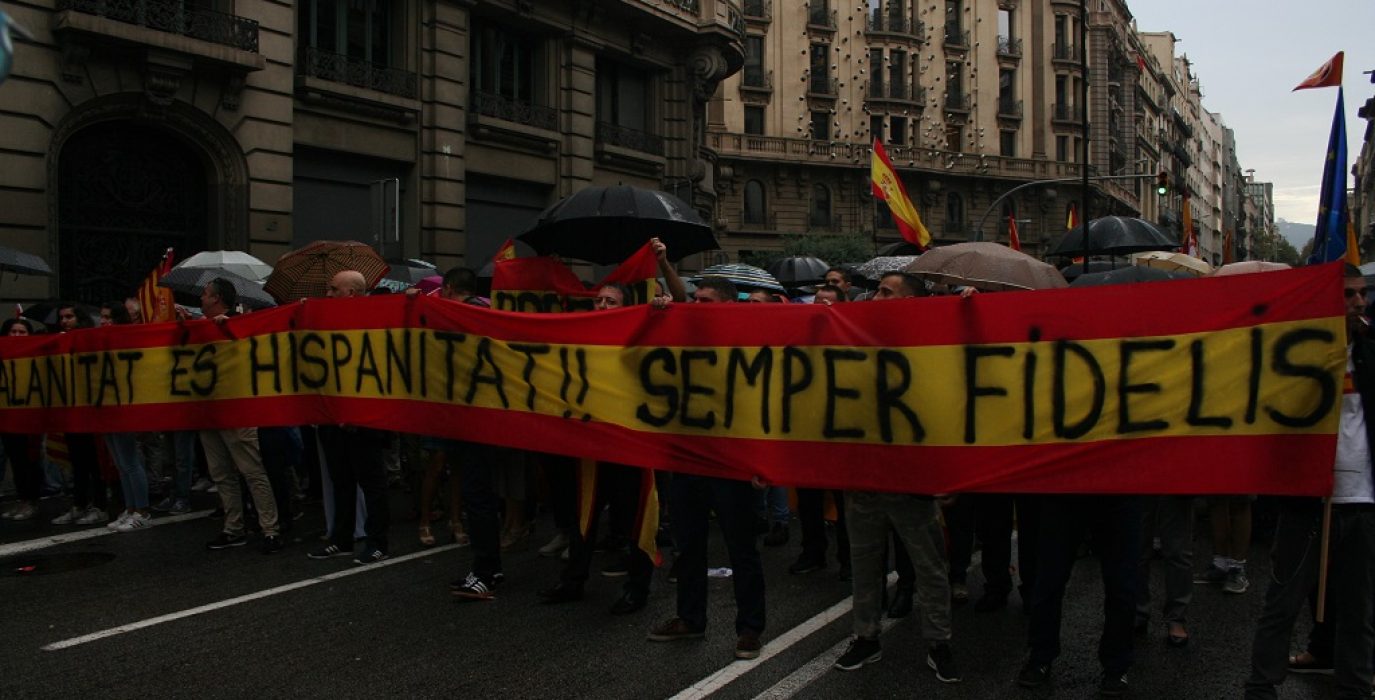 Manifestación unionista en Barcelona. Foto: Federico Bisoffi (AraInfo)