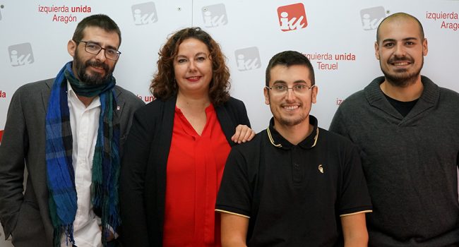 Álvaro Sanz, candidato a la Presidencia de Aragón, Anabel Gimeno, candidata de Ganar Teruel a la alcaldía, Daniel Palomo, candidato a la DGA por Teruel y Nicolás López, coordinador de IU en Teruel y candidato número 2 al ayuntamiento de la capital.