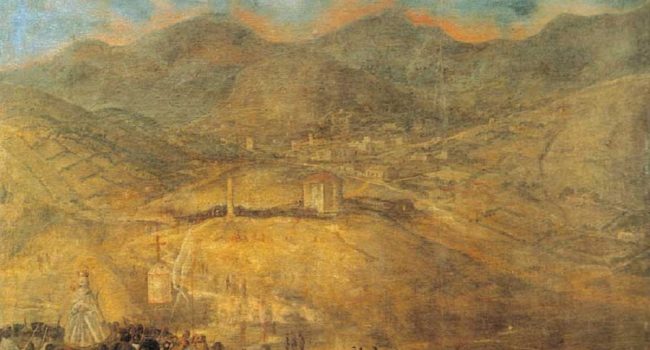 Imagen de la procesión de rogativa para pedir lluvia en Quito -Ecuador- en 1621