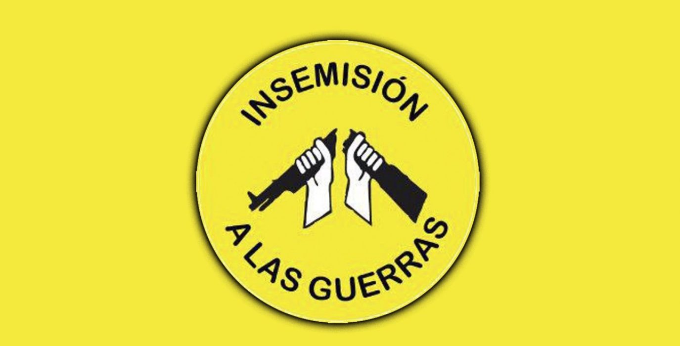 El lema del manifiesto en aragonés, "Insemisión a las guerras".