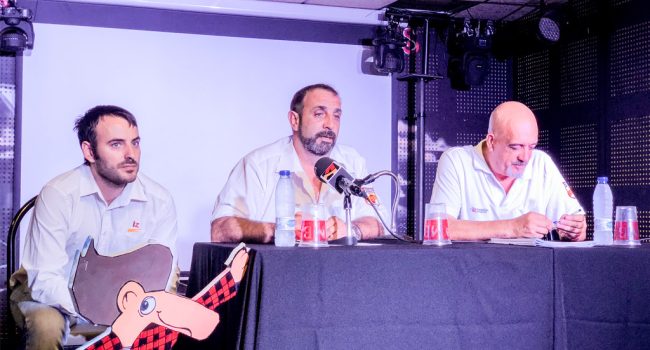 Braulio Cantera junto a otros representantes de Interpeñas, durante la rueda de prensa.
