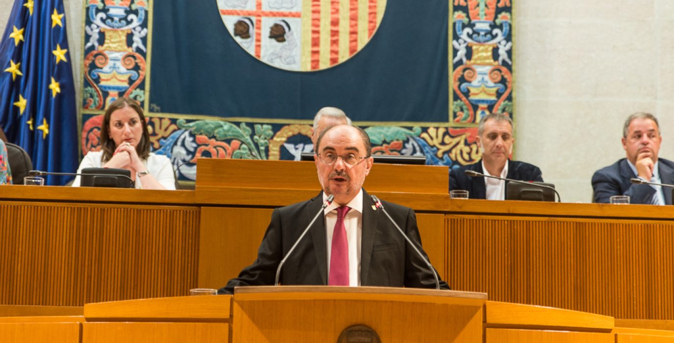 Lambán durante su discurso de investidura.. Foto: Pablo Ibáñez (AraInfo)