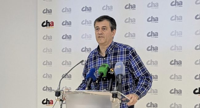 Joaquín Palacín, presidente de CHA, durante el Consello de este lunes.