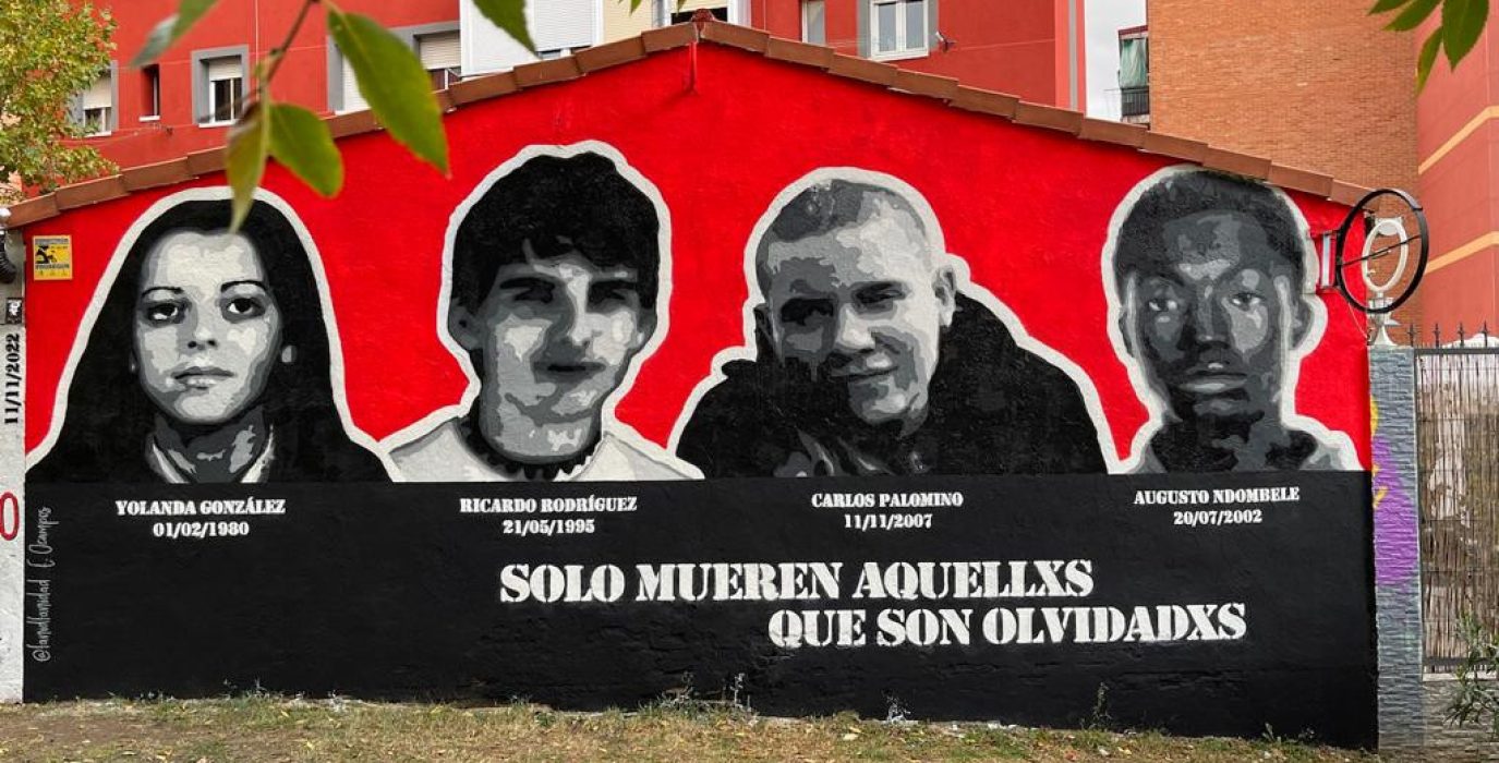 Mural en Alcorcón realizado el viernes 11 de noviembre | Foto: Plataforma de amigos, amigas y familiares de Carlos Palomino