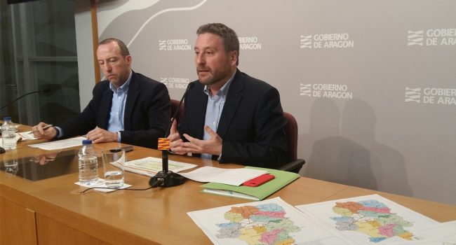 Soro y Gascón durante la presentación del nuevo Mapa concesional del transporte. Foto: DGA
