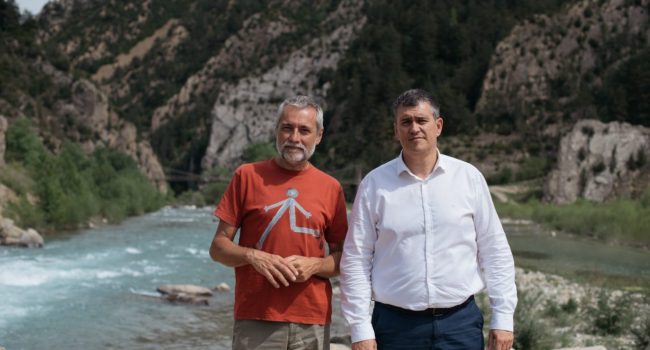 Joaquín Palacín y José Ramón Ceresuela en Jánovas | Foto: CHA