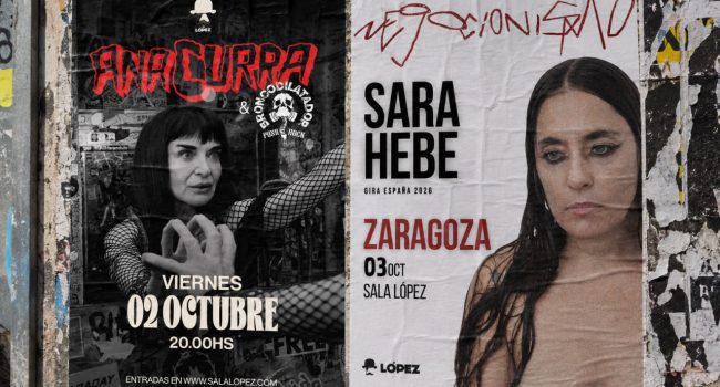 Mockup con los carteles de los conciertos de Ana Curra y Sara Hebe en la López | AraInfo.