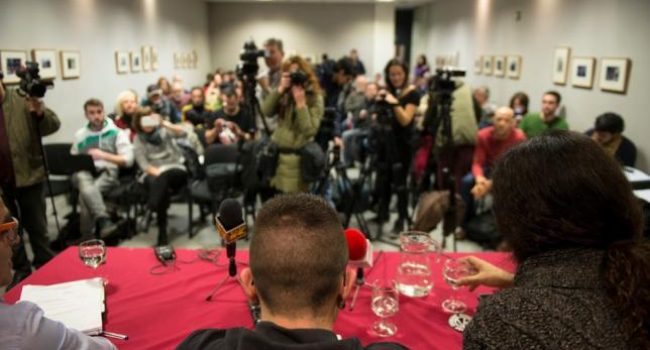La rueda de prensa en el Ateneo de Madrid, esta mañana. Foto: Álvaro Minguito