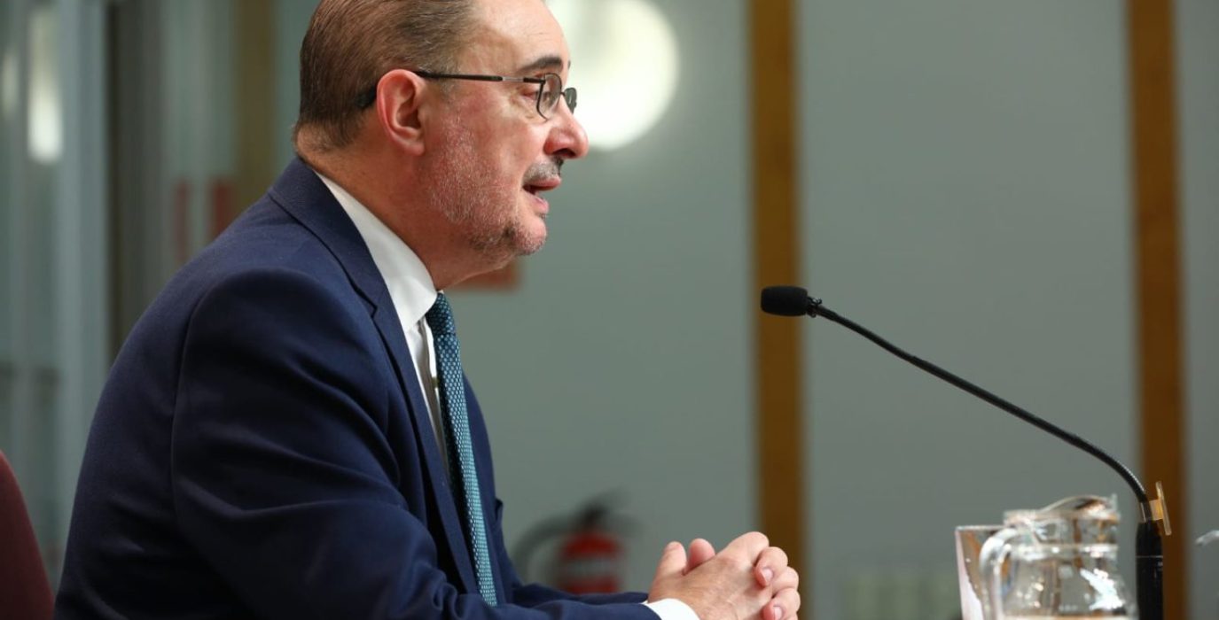 Lambán durante la comparecencia de este lunes. Foto: DGA