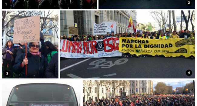 1.- @columnajuvenil de los Pueblos (Foto: @PURNA_ARAGON) / 2.- Marchas Obreras (Foto: @CGTARAGON) / 3.- Respuesta ciudadana a Ignacio González (Foto: @arainfonoticias) / 4.- Columnas Noroeste y Nordeste unidad (Foto: @PodemosAragon) / 5.- Autobús feminista de Zaragoza (Foto: @PCEAragon) / 6.- Zona de Colón (Foto: @arainfonoticias) / 7.- Stop Desahucios y la PAH (Foto: @PodemosZaragoza) / 8.- La lucha contra pantano Biscarrués presente (Foto: @AsambleaHuesca) / 9.- Primeras tiendas en #AcampadaRecoletos -20.15 horas- (Foto: @AsambleaVirtual)