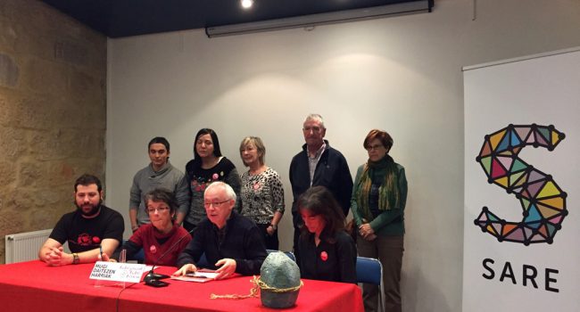 Rueda de prensa de Sare celebrada en el edificio La Bolsa de Bilbo. Foto: Sare