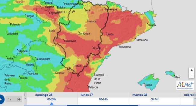 Alertas, muy alta y extrema, de riesgo de incendios forestales