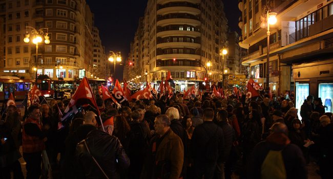 Movilización del sindicato en València el pasado 16 de febrero. Foto: CGT