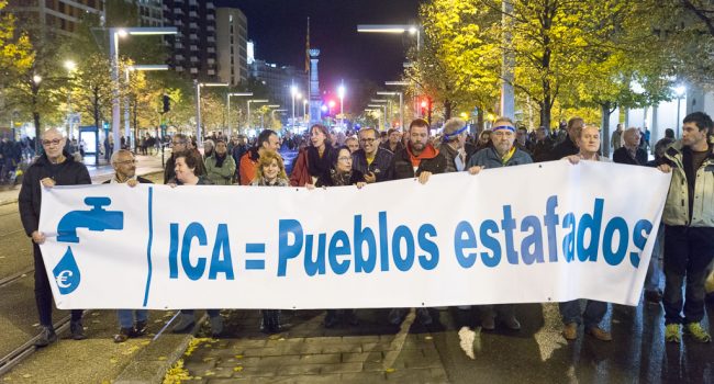 Una de las manifestaciones celebradas en Zaragoza contra el ICA. Foto: Pablo Ibáñez (AraInfo)