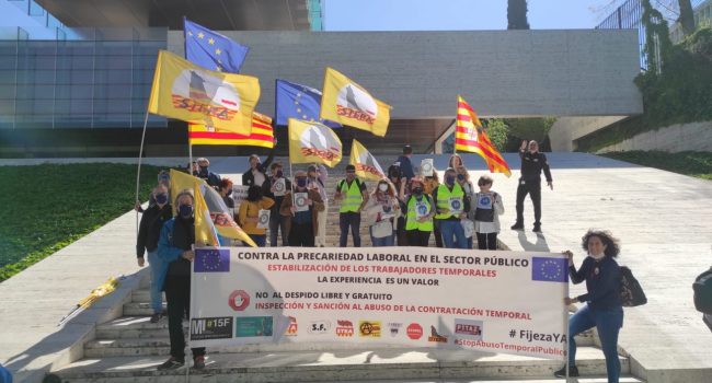Representación aragonesa en la manifestación en Madrid de interinos e interinas en fraude de ley.