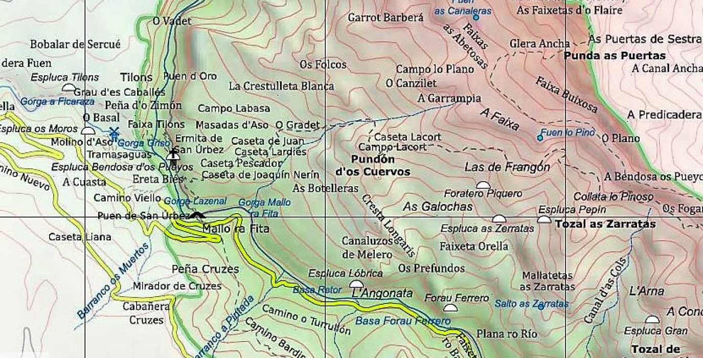 Mapa toponímico del Parque Estatal de Ordesa y Monte Perdido