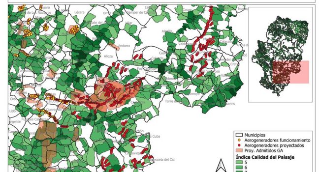 Mapa de parques eólicos del Maestrazgo y Matarranya elaborado por IU