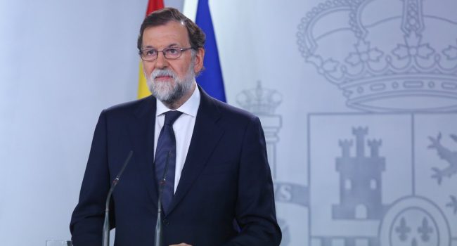 Rajoy durante su comparecencia para explicar las medidas del 155. Foto: Moncloa
