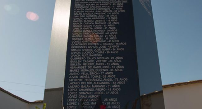 En el Memorial solo figuran hasta hora los nombres de las personas asesinadas por el fascismo en la ciudad de Calatayud. Foto: Arico