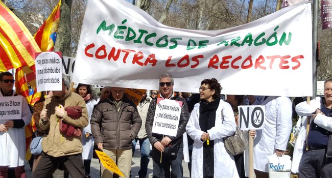 Movilización de CEMSATSE en defensa de la Sanidad pública aragonesa.