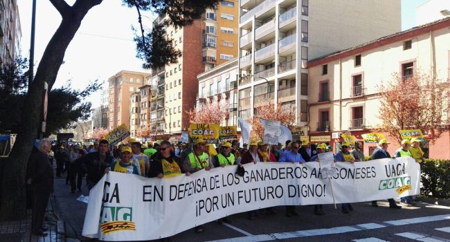 Movilización de este viernes en Zaragoza por el medio rural. Foto: IU Aragón