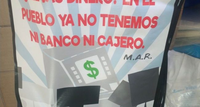 Movimiento Acción Rural de las Cuencas Mineras Pancarta no tenemos ni banco ni cajero Cuencas Mineras