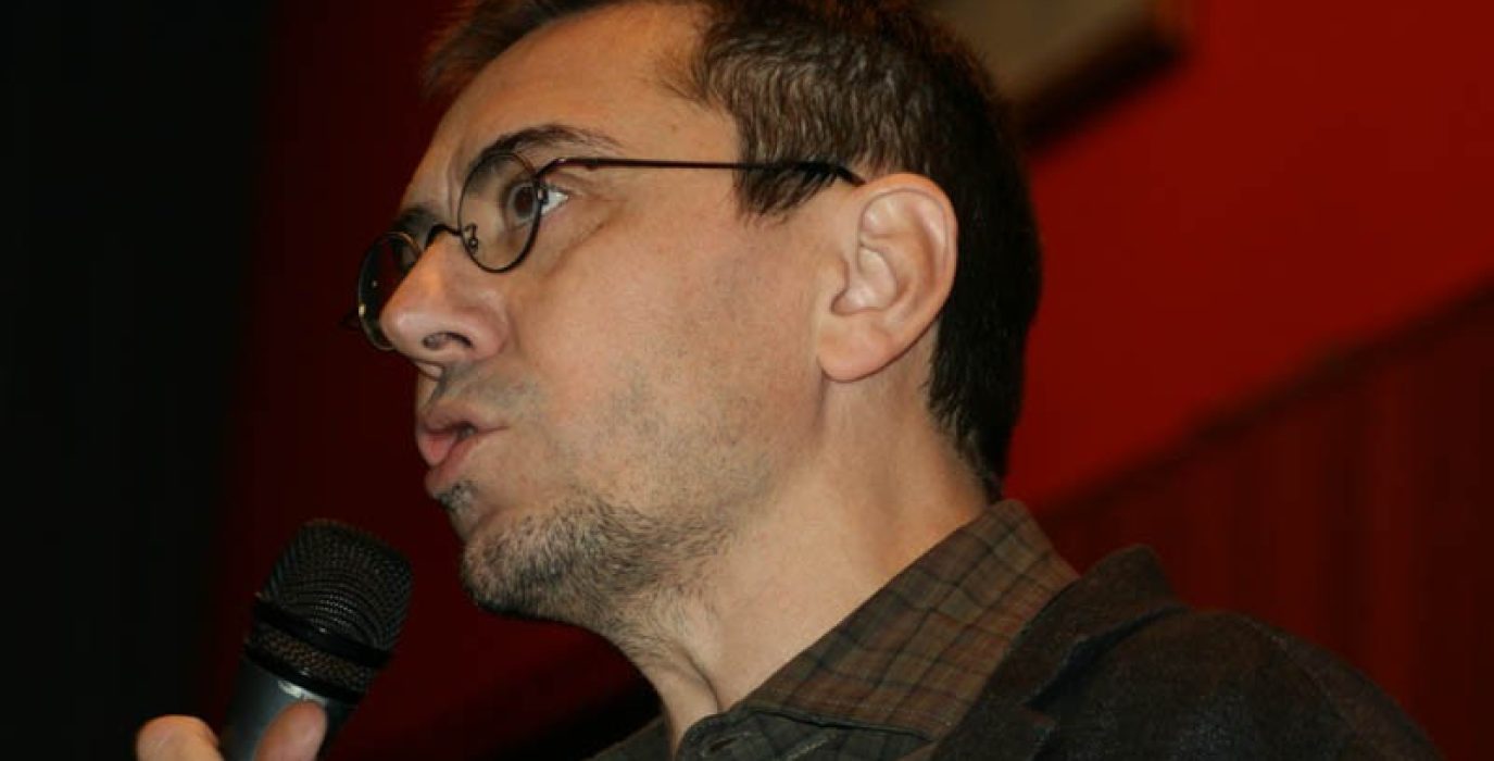 Juan Carlos Monedero durante una conferencia en Zaragoza. Foto: @igoiz17 (AraInfo)