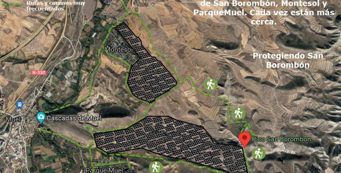 Mapa del territorio afectado por el macroparque de San Isidro Solar 10 SL, elaborado por la Plataforma en Defensa de la Estepa del Huerva.