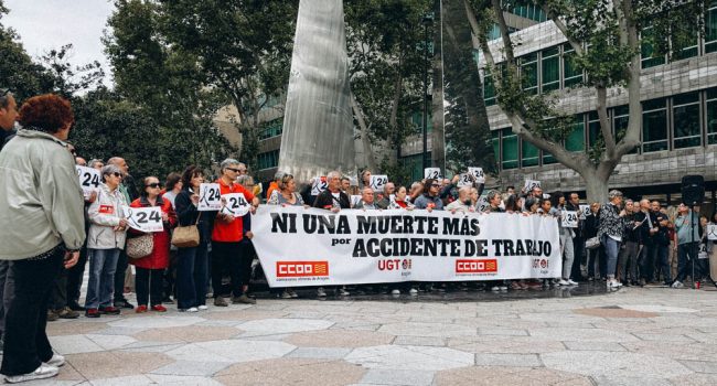 Concentración de este miércoles convocado por CCOO y UGT | Foto: CCOO Aragón