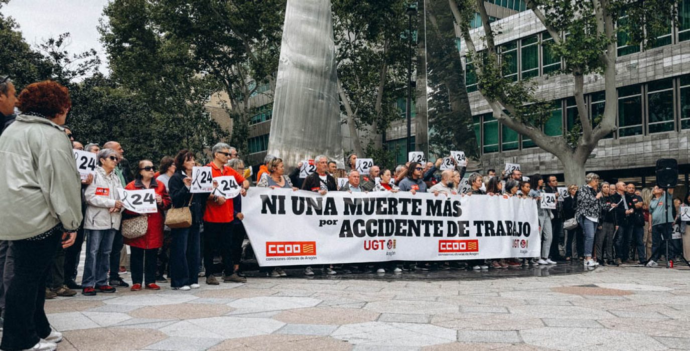 Concentración de este miércoles convocado por CCOO y UGT | Foto: CCOO Aragón