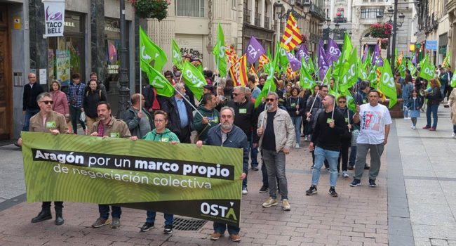 Cabecera de la movilización de OSTA en Zaragoza este Primero de Mayo | Foto: OSTA